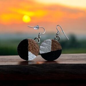 Hand painted cork earrings